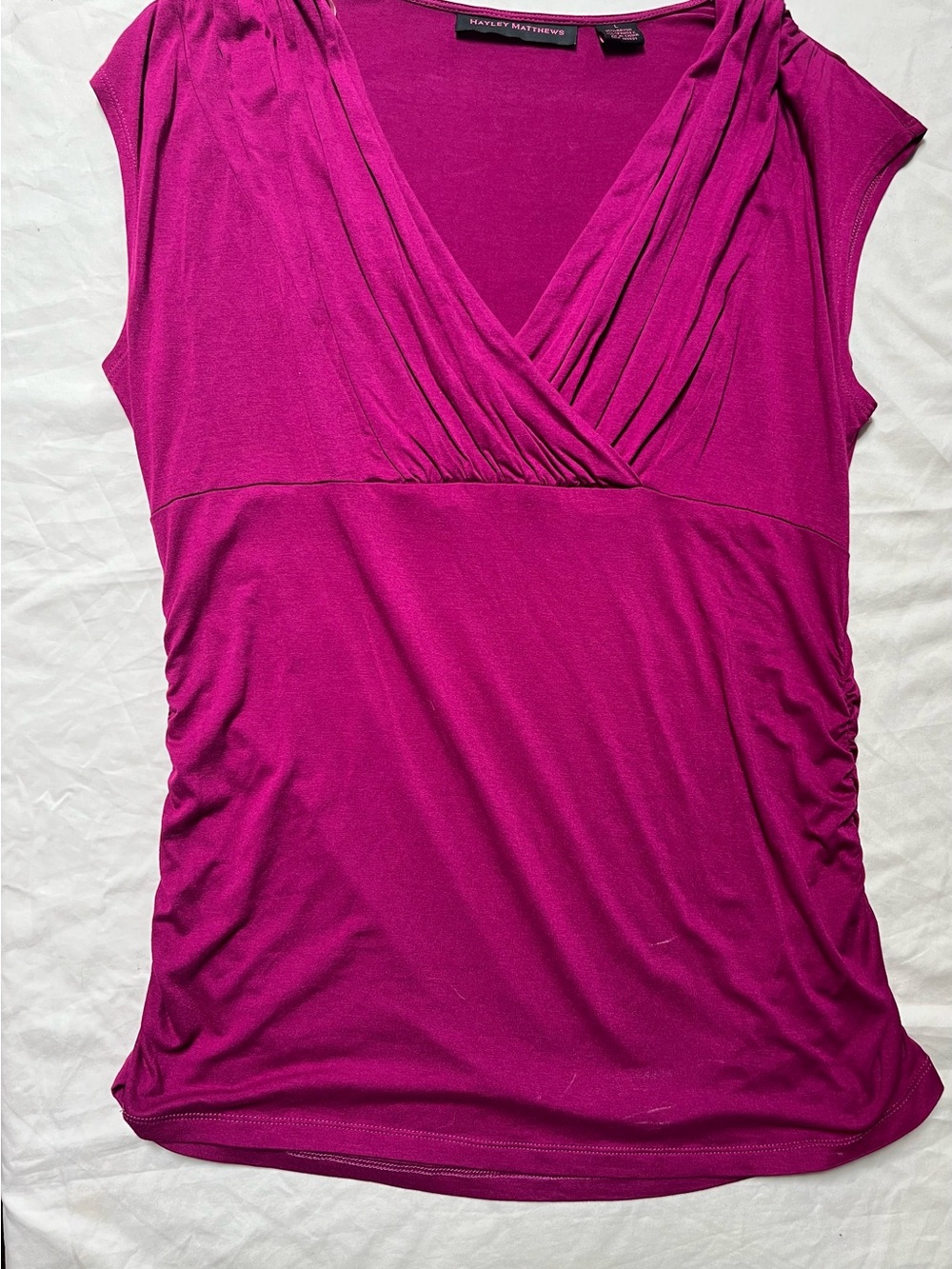 Hayley Matthews Magenta Surplice Sleeveless blouse